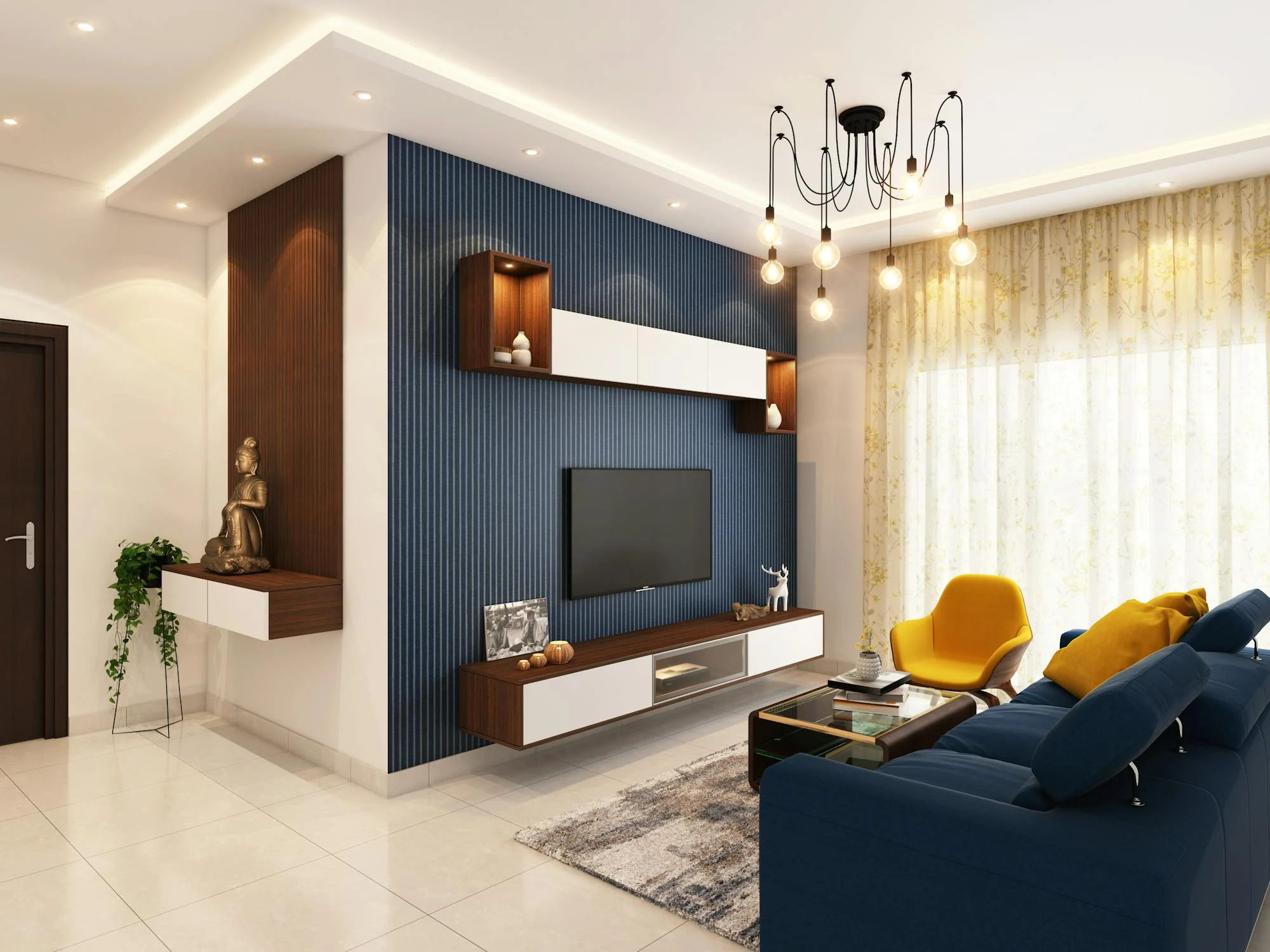 Smart lighting in a modern living room